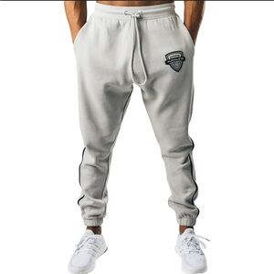 Alphalete Light Gray Baggy Unisex Varsity Joggers, Men’s Size Medium